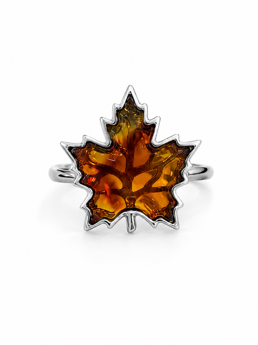 Maple Leaf Baltic Amber Ring
