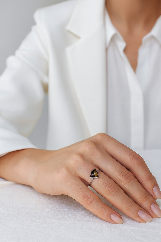 Amber Triangle Ring