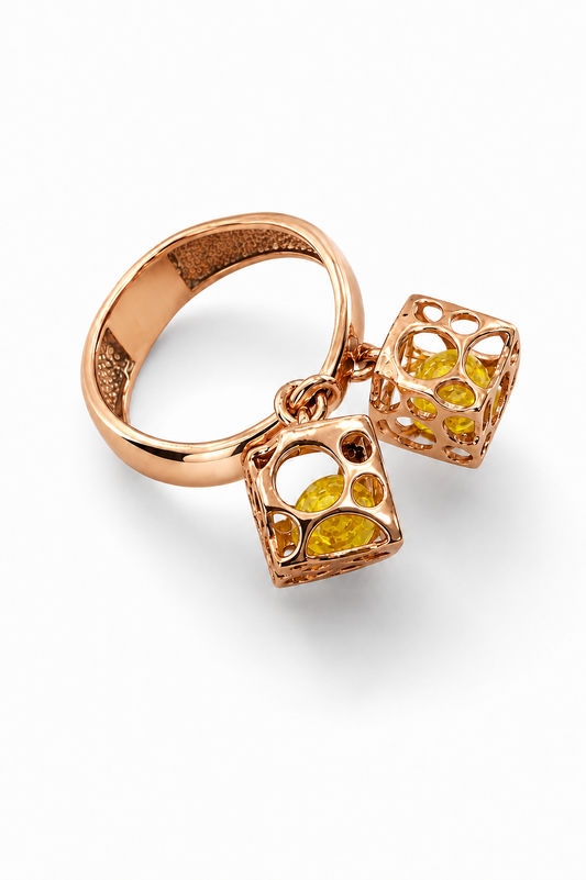 Amber Cube Ring