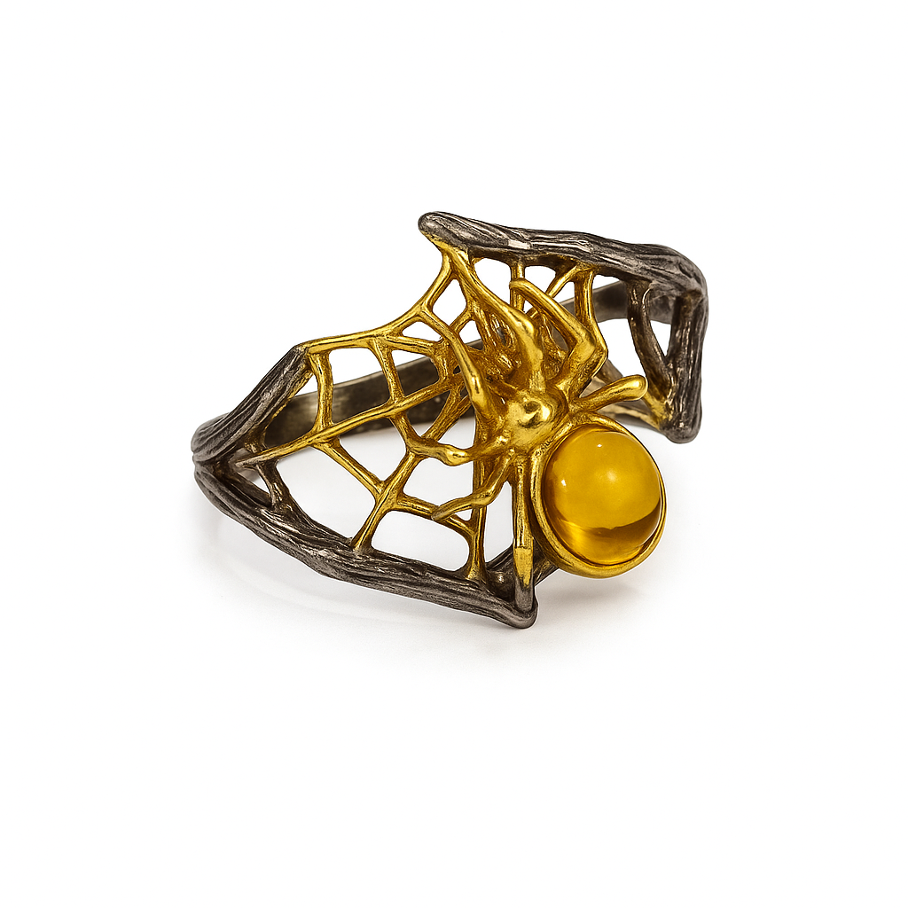 Amber Spider Ring