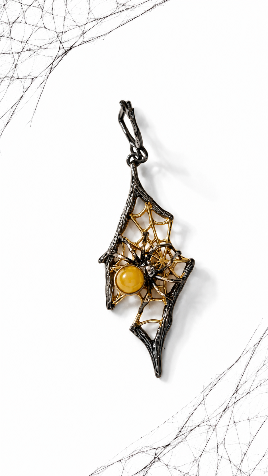 Spider Collection – Natural Baltic Amber Sterling Silver Pendant