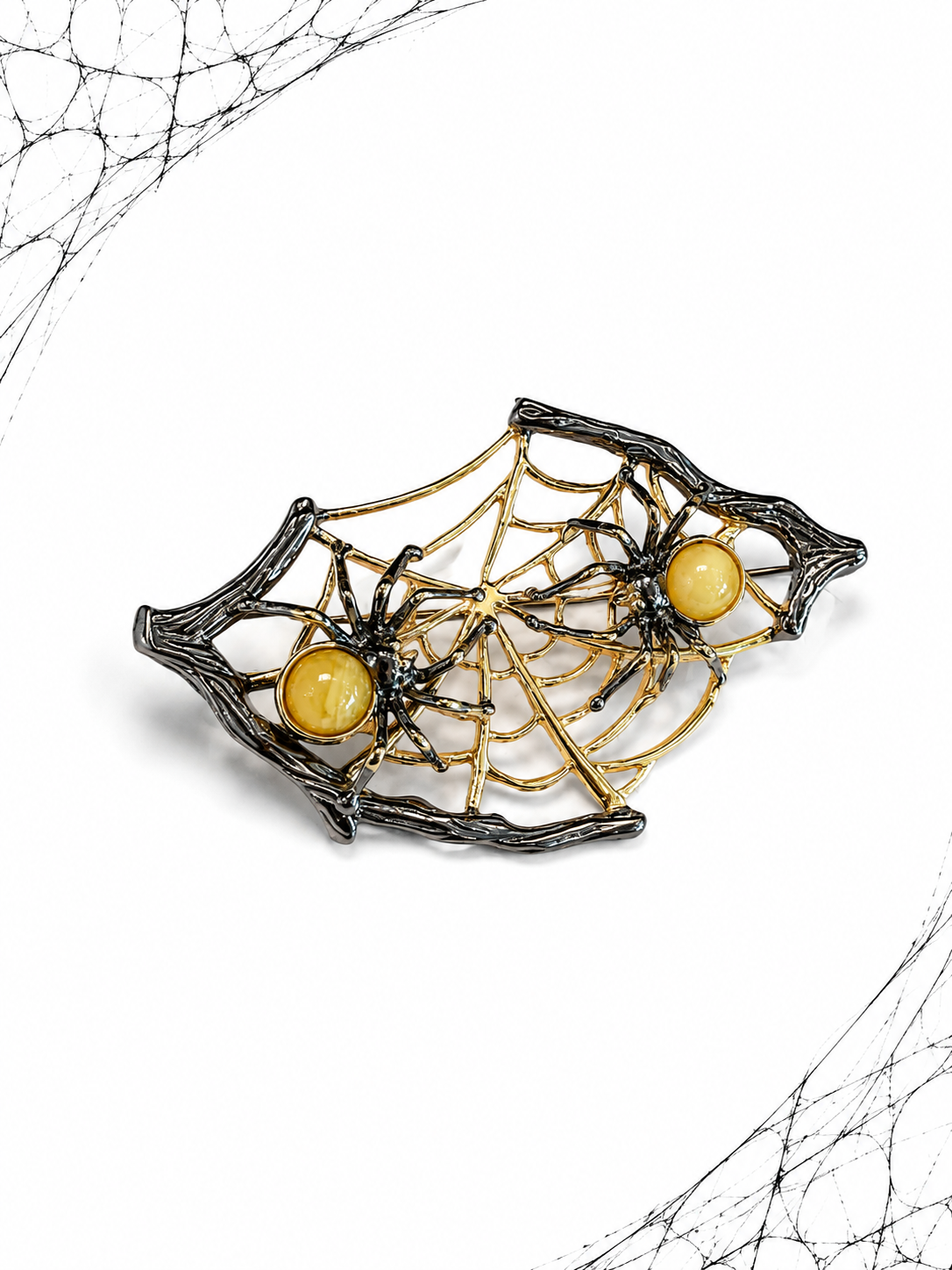 Spider Collection – Natural Baltic Amber Sterling Silver Brooch