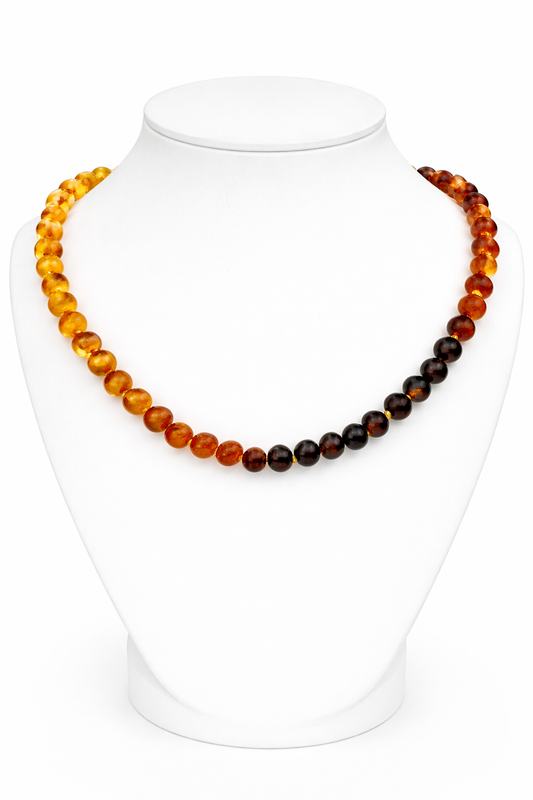 Baltic Amber Baby Necklace – Natural Raw Amber, Knotted Beads