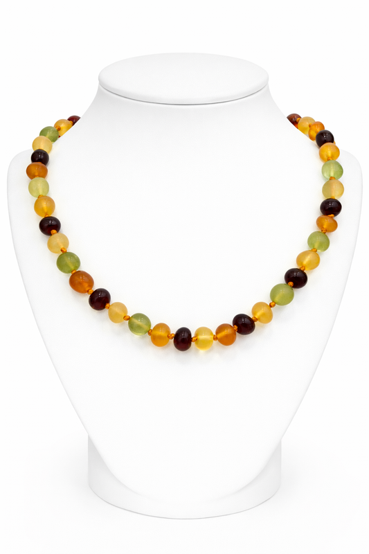 Baltic Amber Baby Necklace – Natural Raw Amber, Knotted Beads