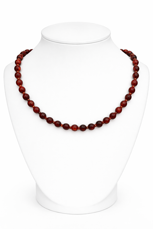 Baltic Amber Baby Necklace – Natural Raw Amber, Knotted Beads