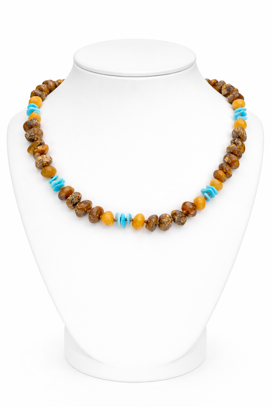 Baltic Amber Baby Necklace – Natural Raw Amber, Knotted Beads