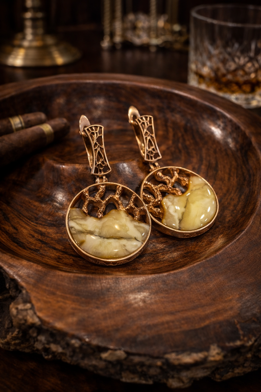 Modern Collection Earrings – Baltic Amber | Gold-Plated Sterling Silver