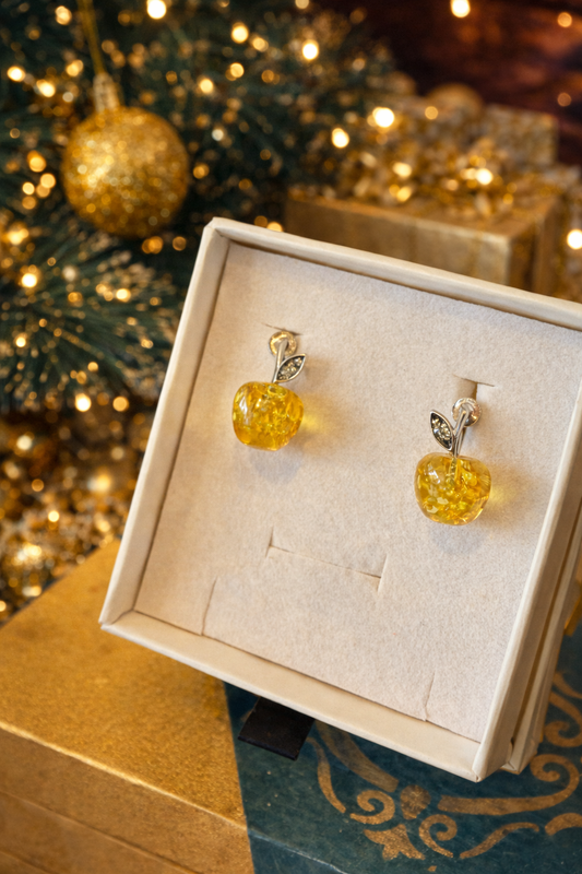 Apple Amber Stud Earrings