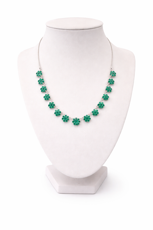 Green Agate Blossom Necklace – Green Agate | Sterling Silver