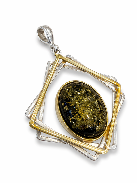 Geometry Pendant – Baltic Amber | Gold-Plated Sterling Silver