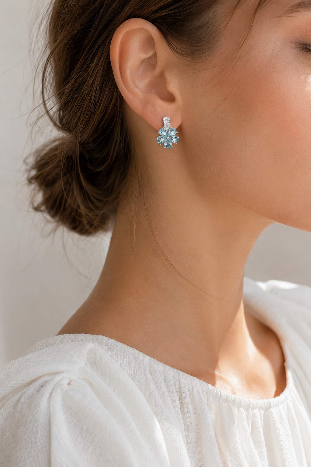 Blue Topaz Flower Earrings