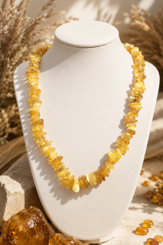 Raw Amber Chip Necklace