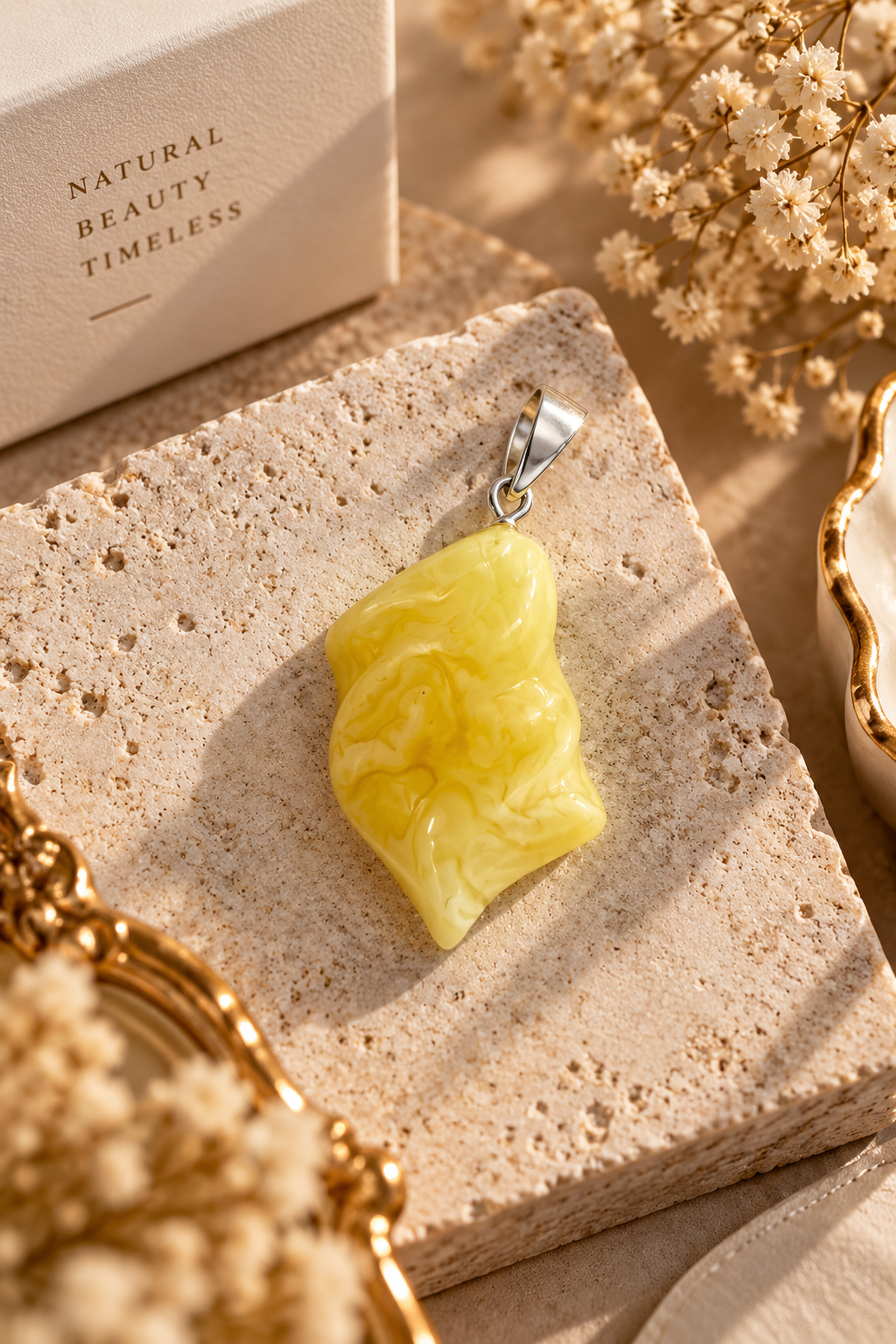 TIME — Wave Baltic Amber Pendant