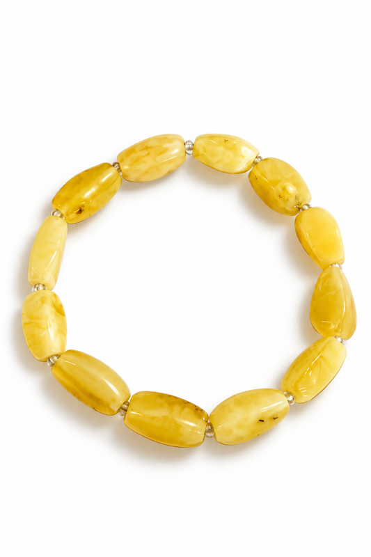 Milky Amber Olives – Natural Baltic Amber Beaded Bracelet