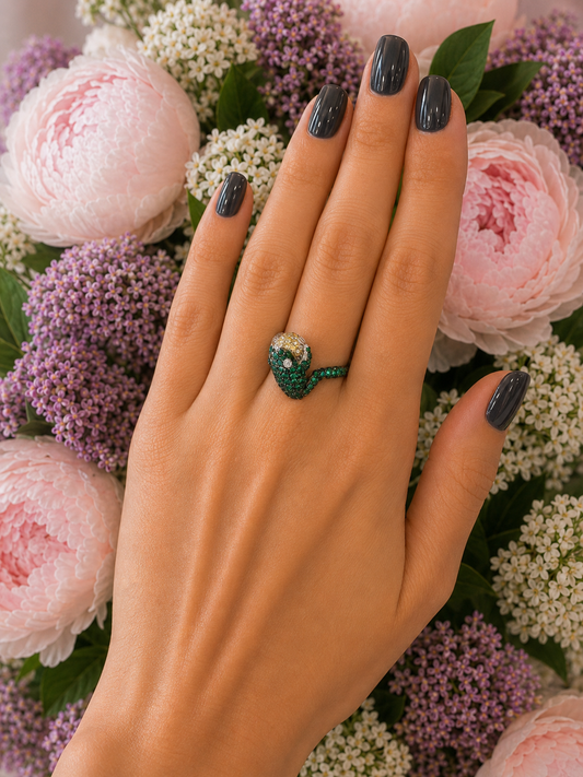 Animal Couture — Frog Designer Ring with Swarovski Crystals