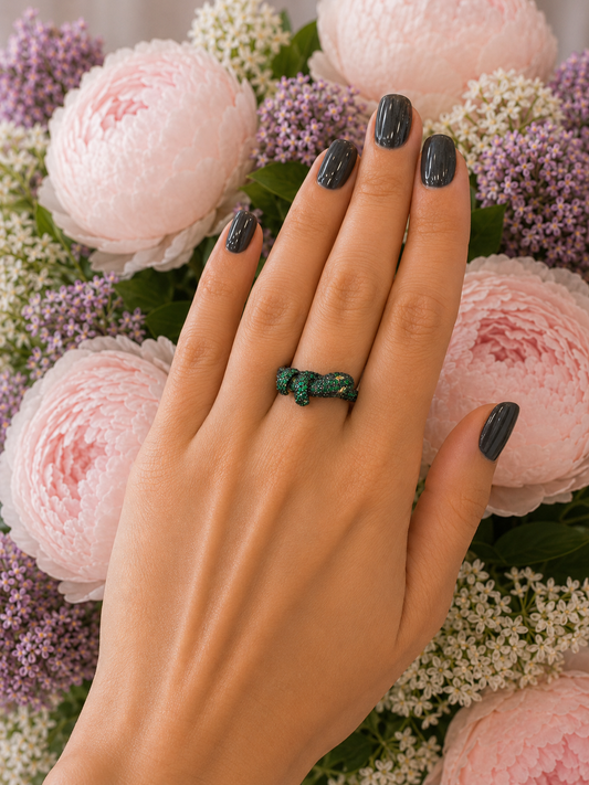 Animal Couture — Snake Ring with Swarovski Crystals