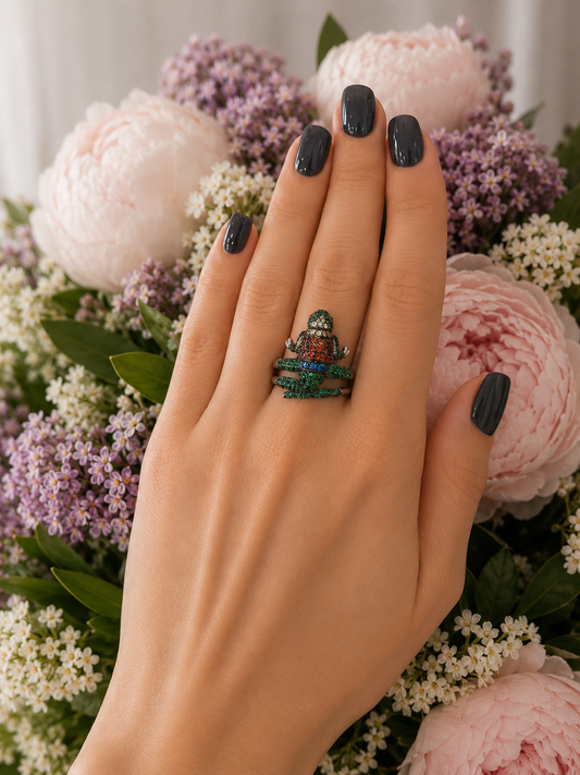 Animal Couture — Chameleon Ring with Swarovski Crystals