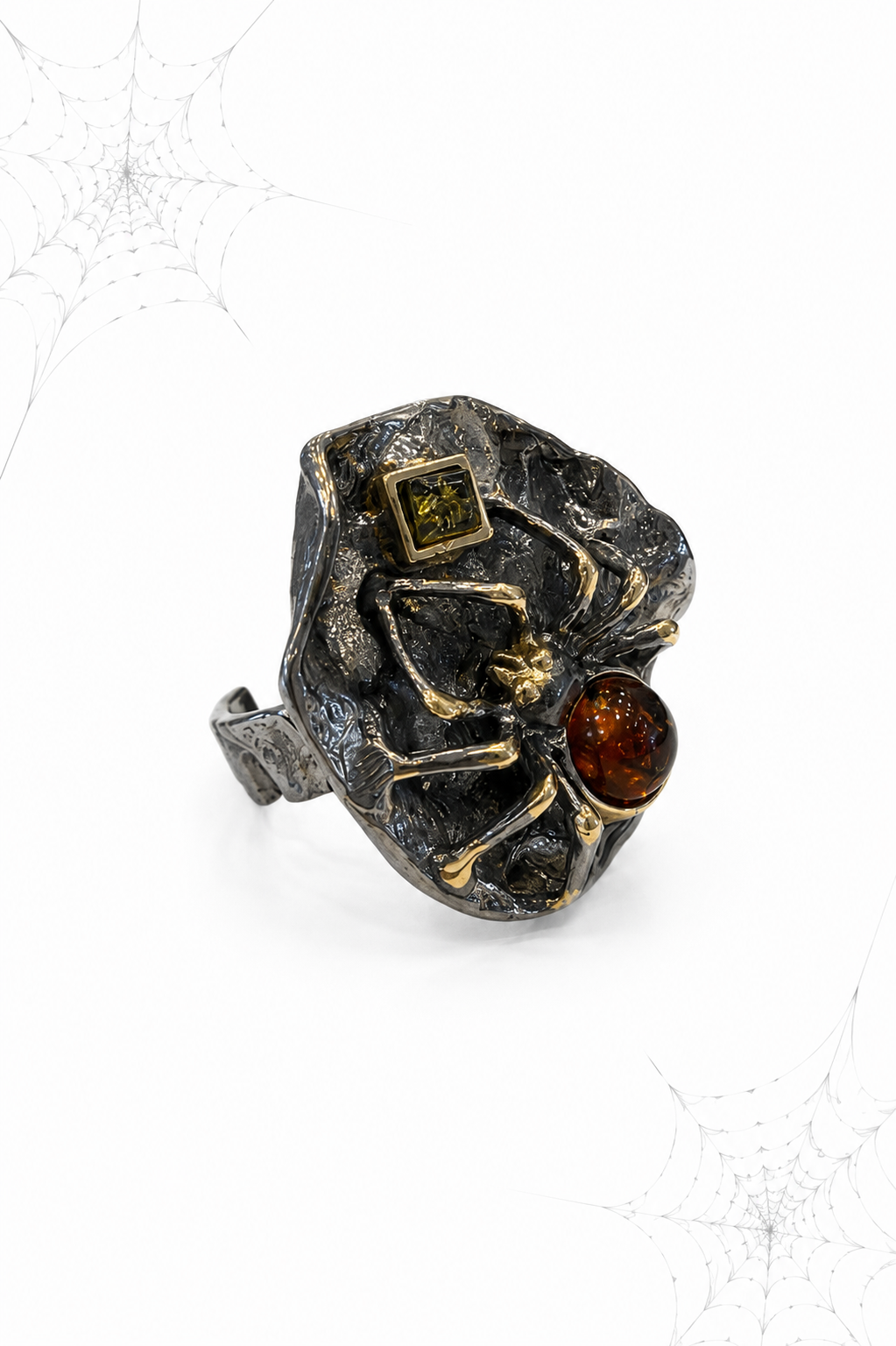 One-of-a-Kind Amber Spider Ring