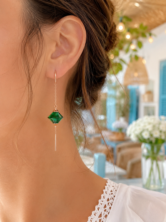 Emerald Geo Threader Earrings