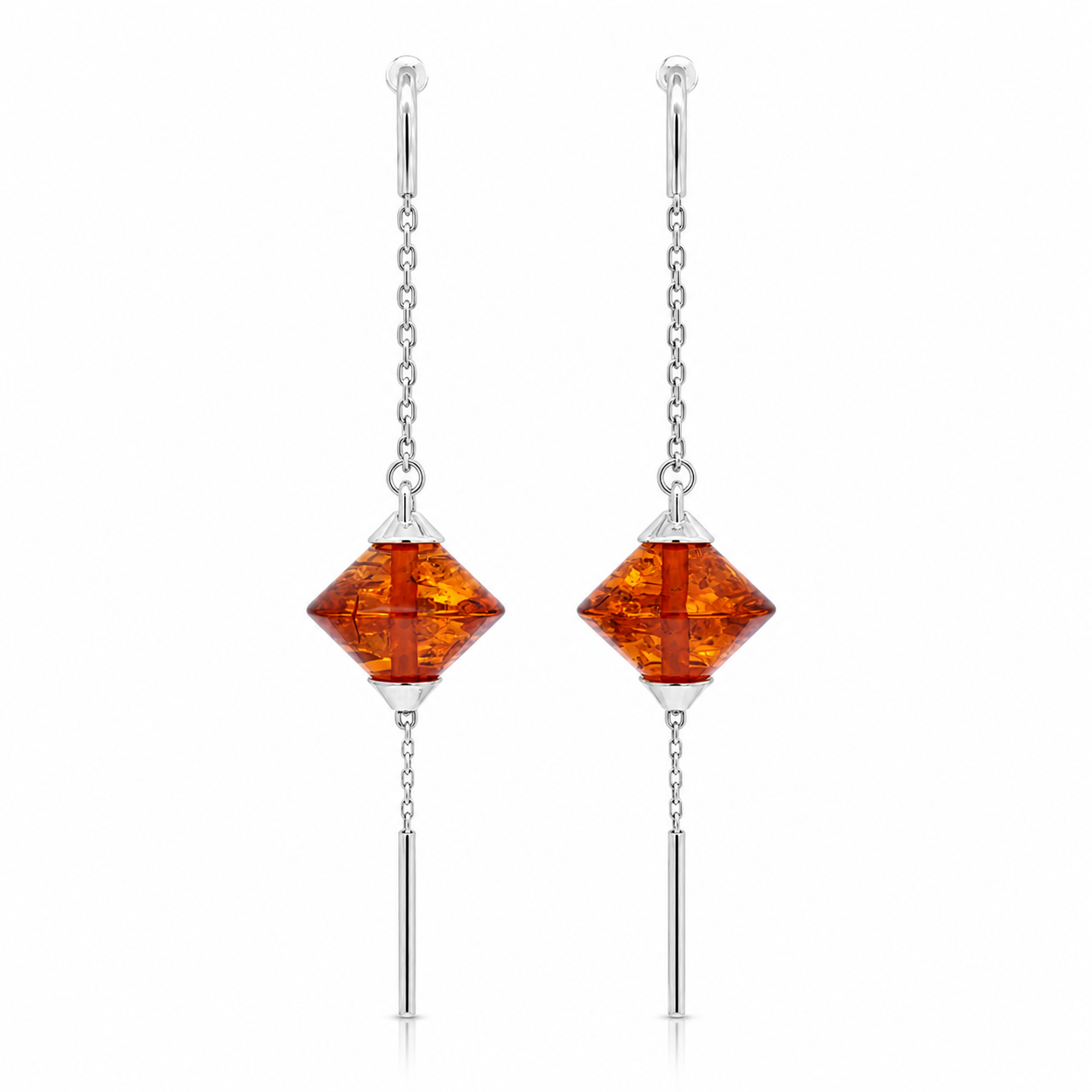 Baltic Amber Geo Threader Earrings