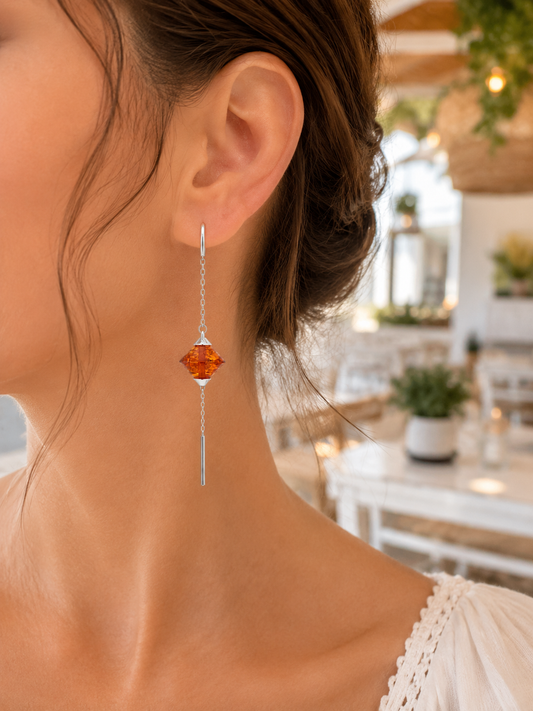 Baltic Amber Geo Threader Earrings