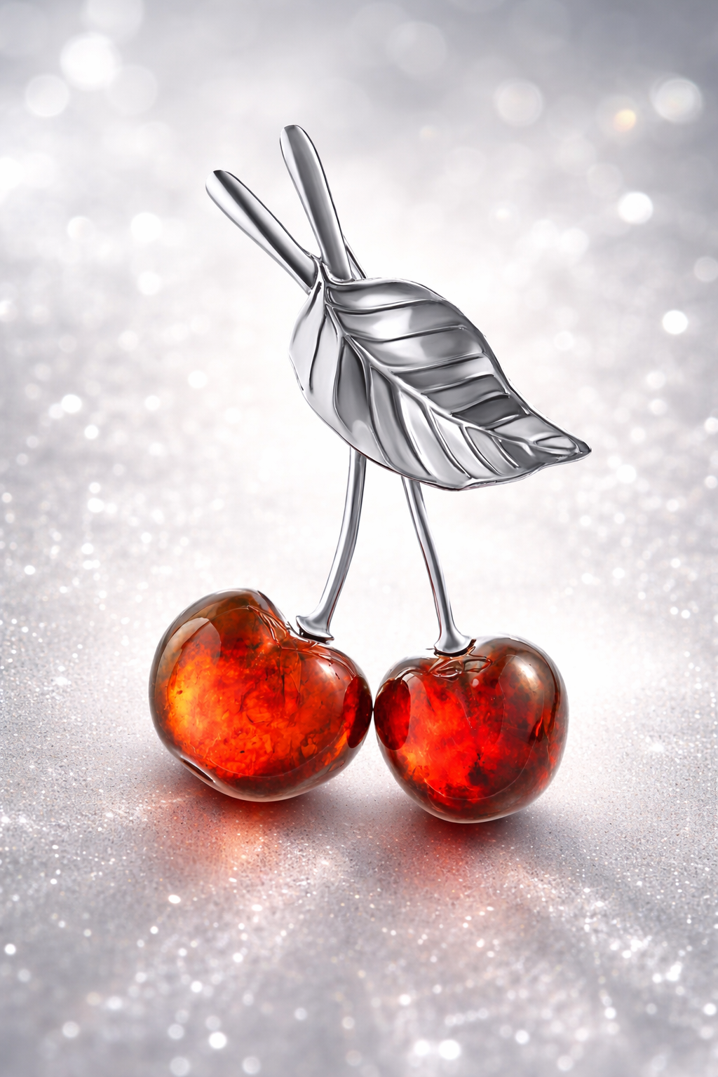 סיכת ענבר זוהרת דובדבן