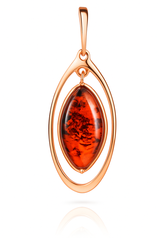 תליון "סגלגל אלגנטי" עם ענבר בלט טבעי