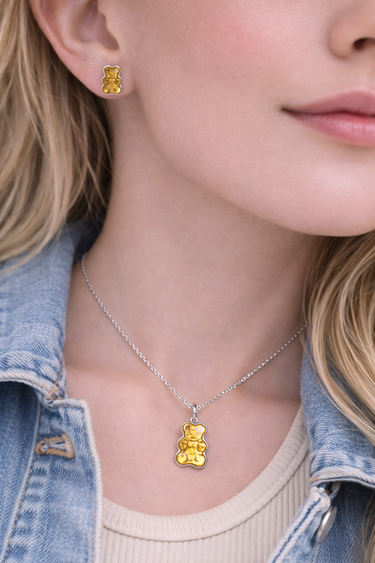 Amber Teddy Bear Set – Baltic Amber | Sterling Silver