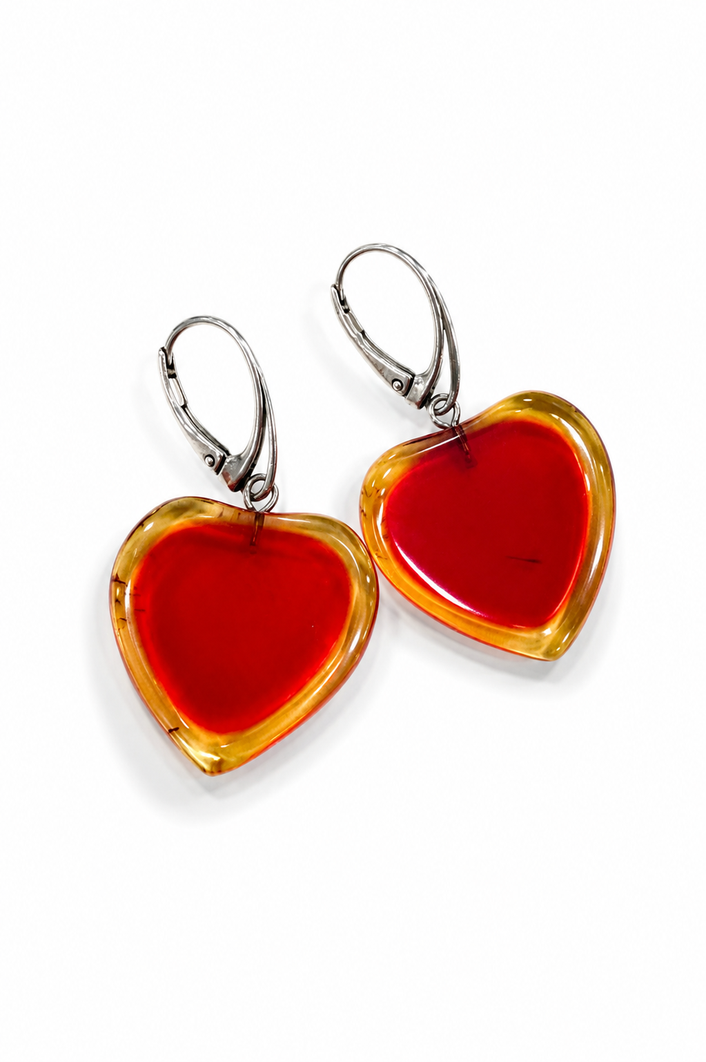 Amber Heart – Natural Caribbean Amber Heart Earrings