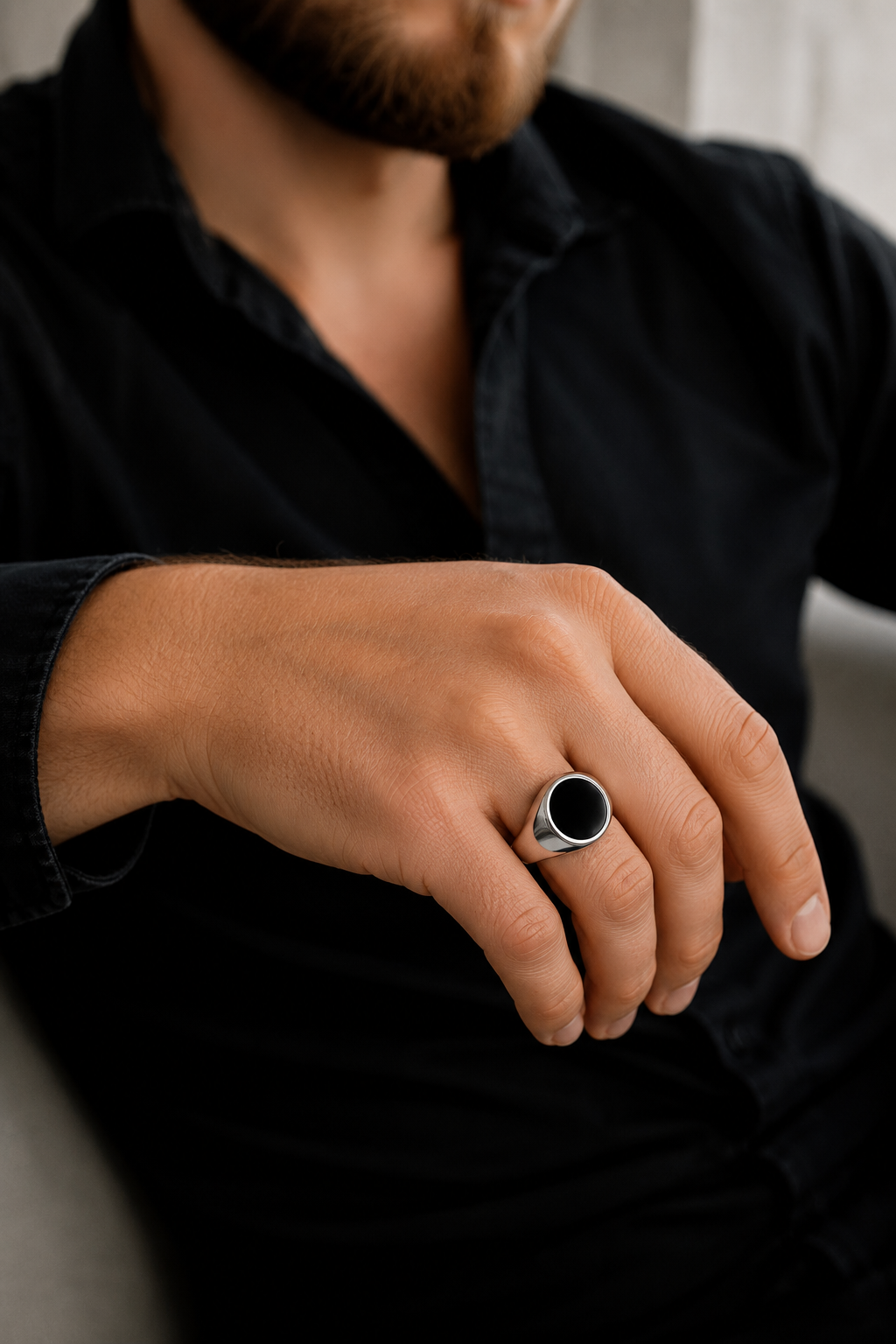 Men's Baltic Amber Ring – Baltic Gentleman Black