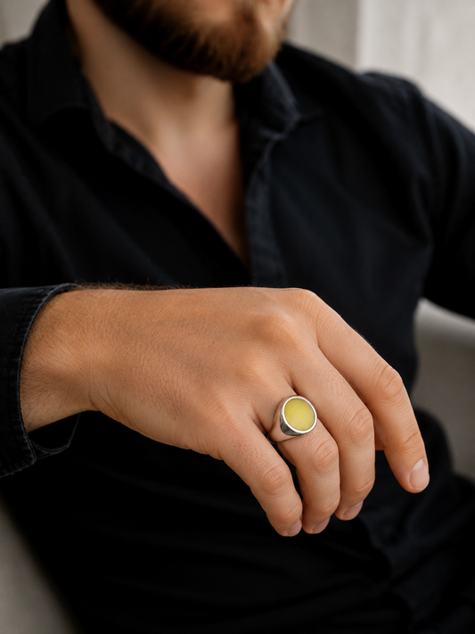 Men's Sterling Silver Baltic Amber Ring – Baltic Gentleman Honey