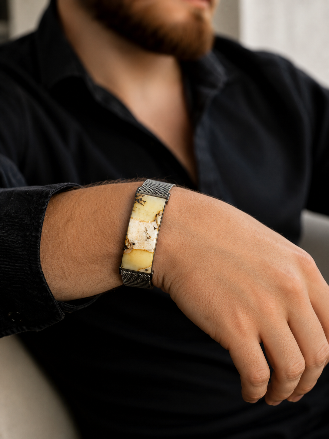 Men's Baltic Amber Steel Bracelet – Baltic Gentleman Heritage
