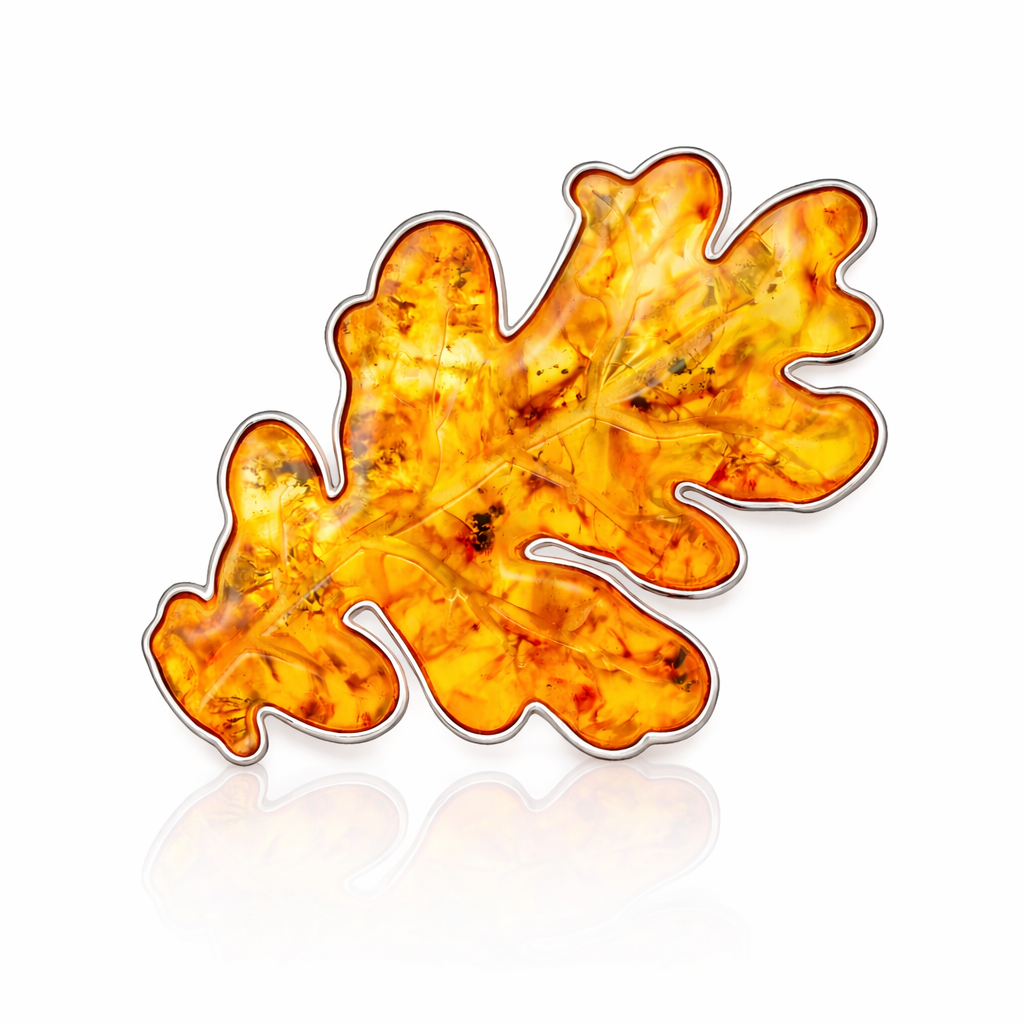 Oak Leaf Amber Brooch