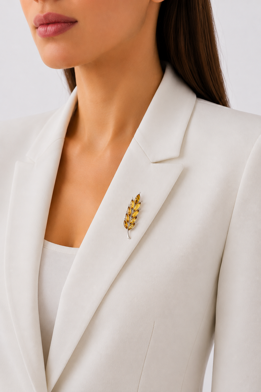 Golden Wheat Amber Brooch — DARVIN