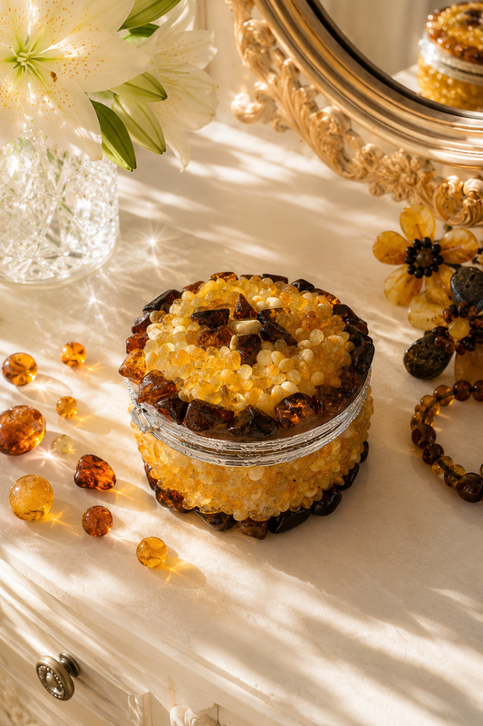 Baltic Amber Heart Jewelry Box
