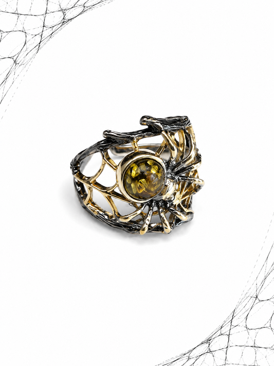 Amber Spider Ring