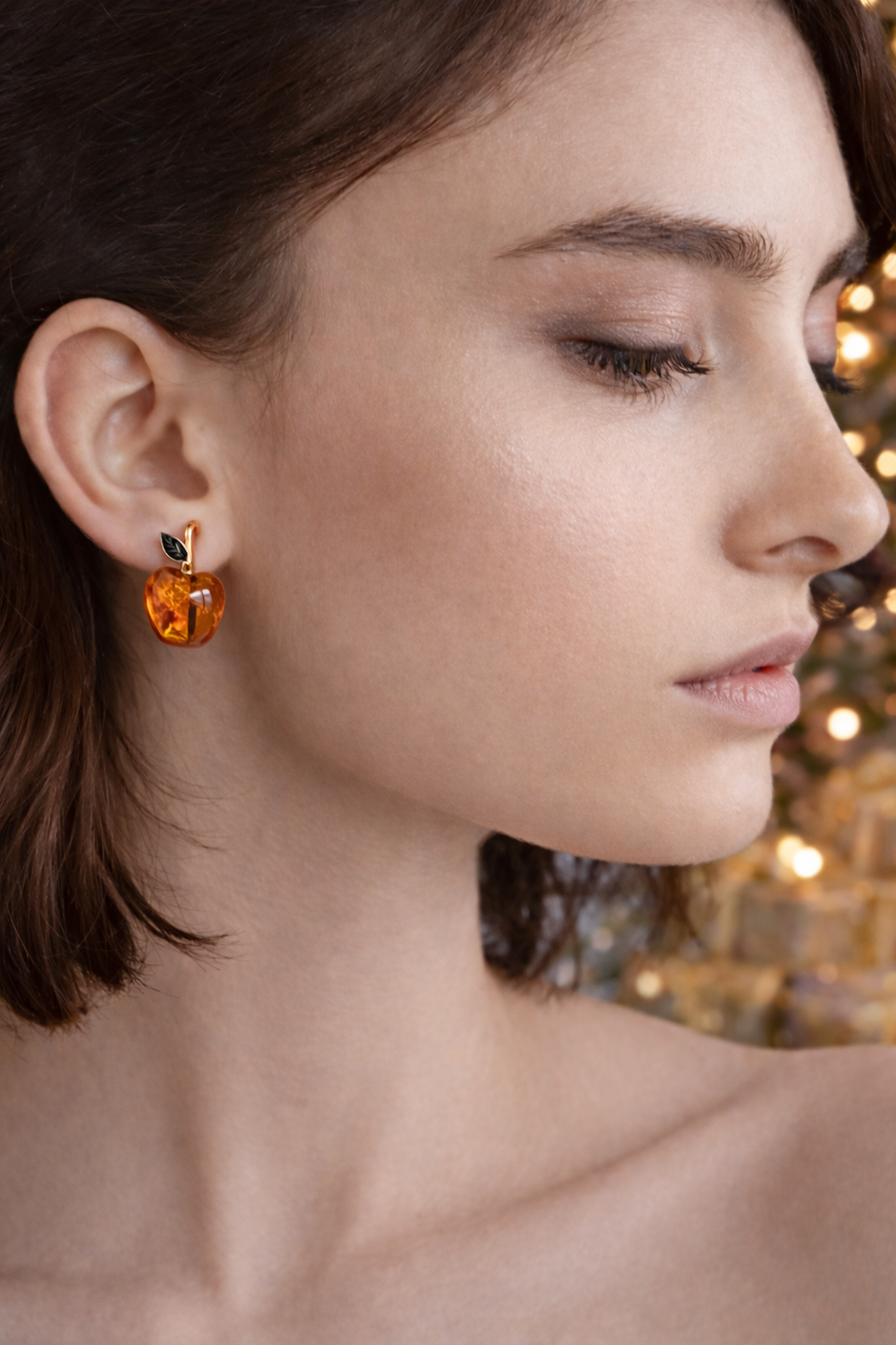 Apple Amber Stud Earrings