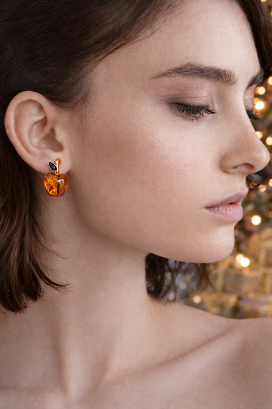 Apple Amber Stud Earrings