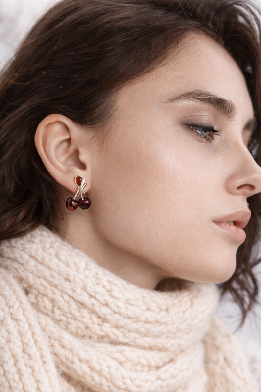 Cherry Glow Amber Earrings
