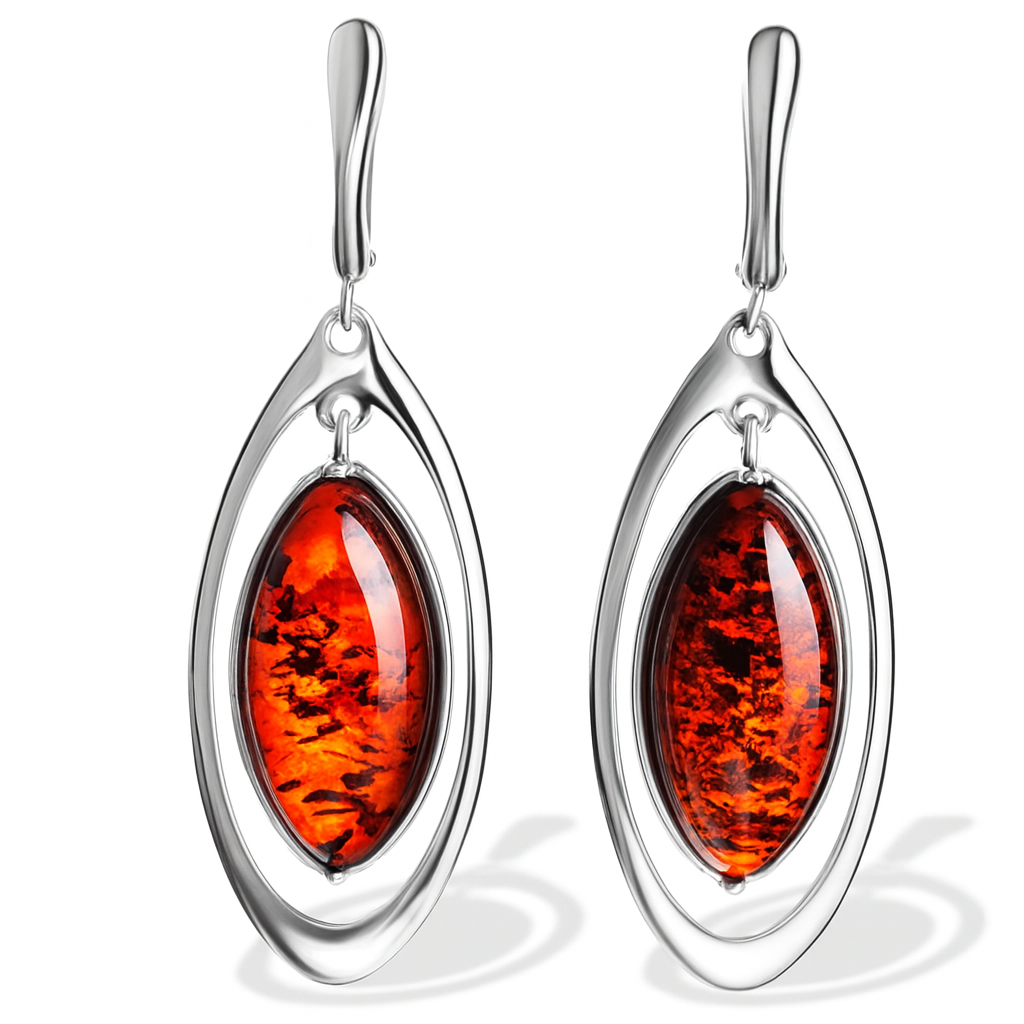 Элегантный овал — янтарные серьги