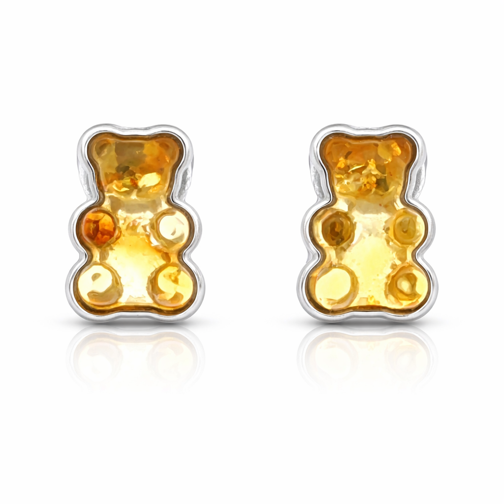 עגילי דובון ענבר - "קסם מתוק"