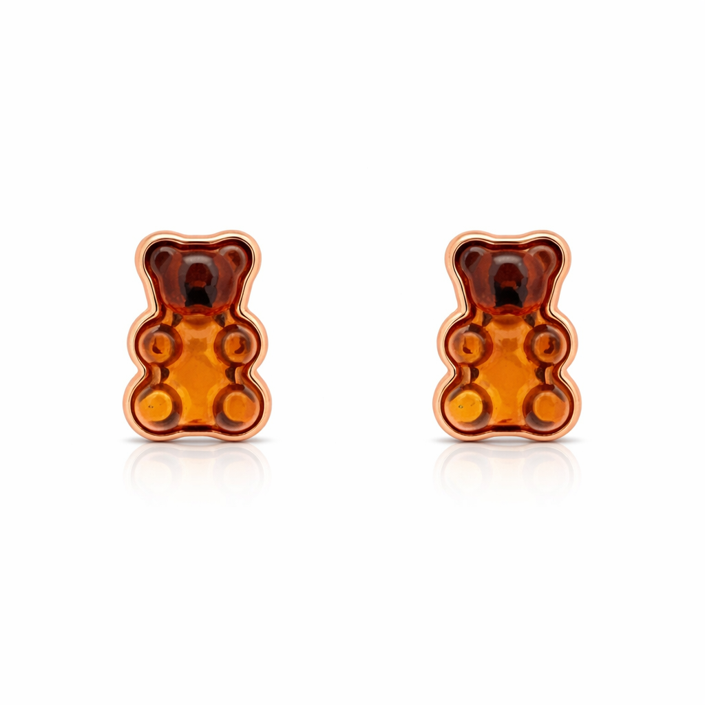 עגילי דובון ענבר - "קסם מתוק"