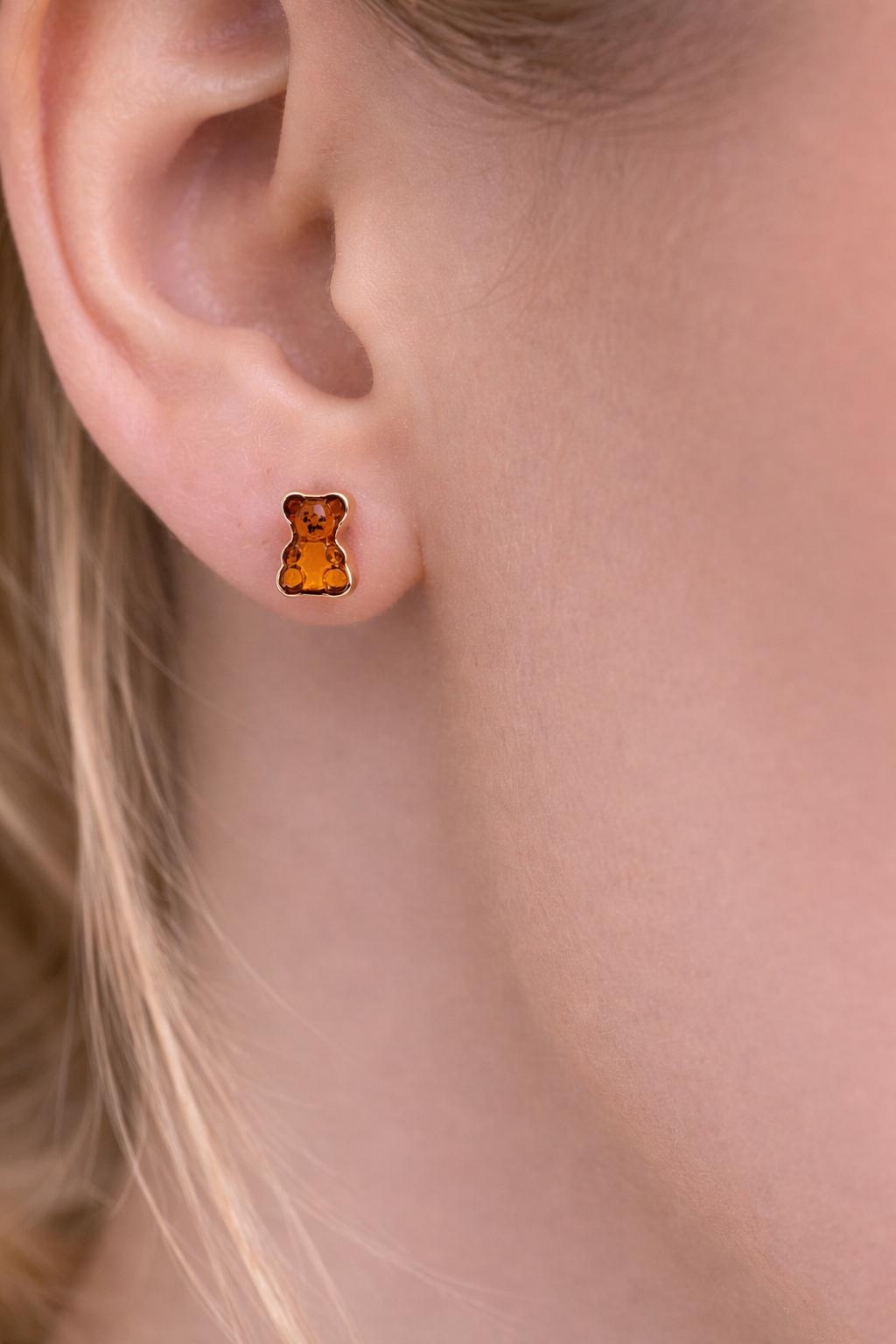 עגילי דובון ענבר - "קסם מתוק"