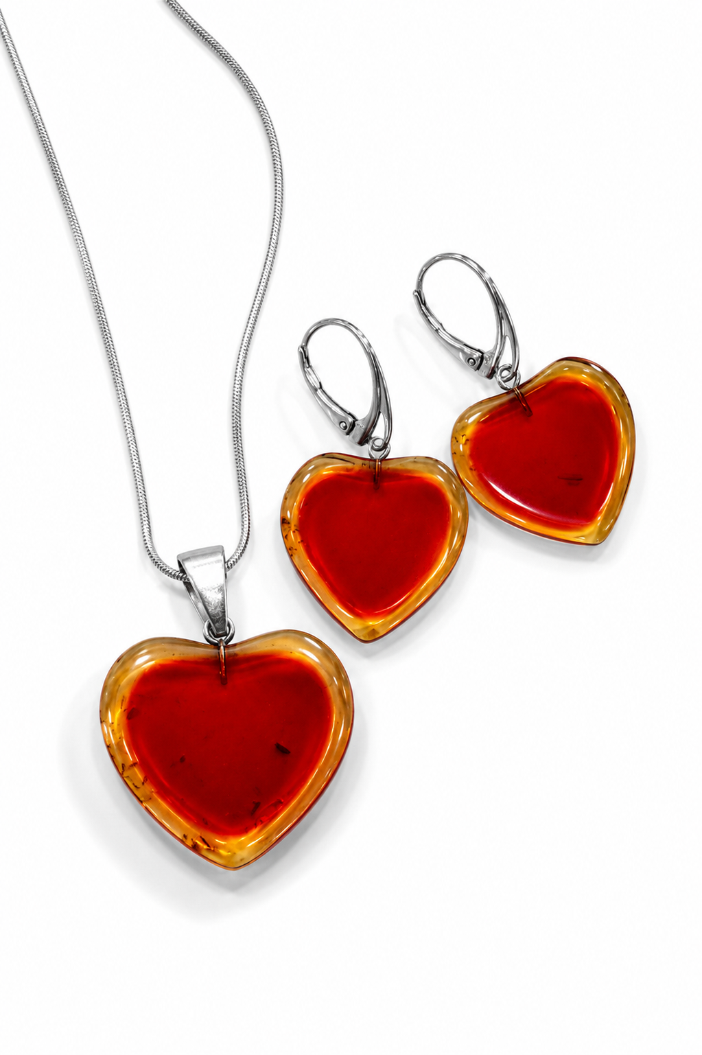 Amber Heart – Natural Caribbean Amber Jewelry Set