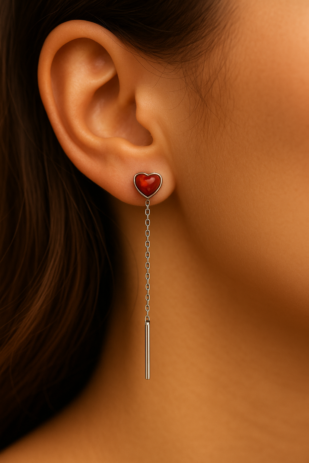 Серьги-нити «Янтарные сердца» – Darvin