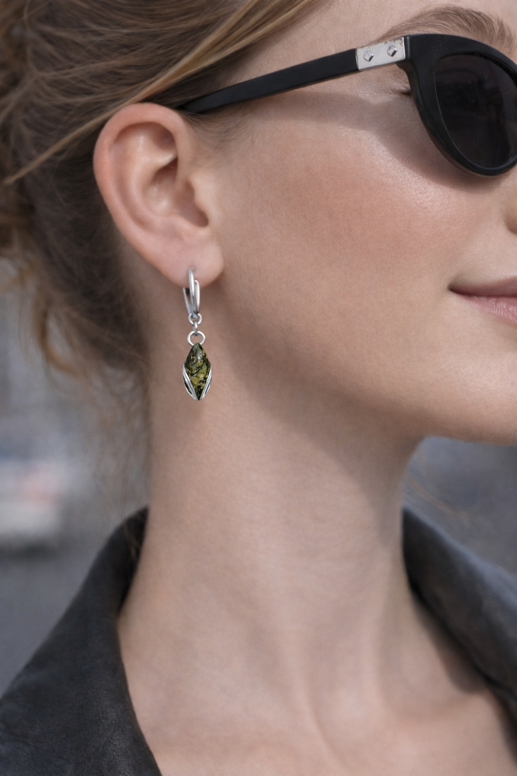 Snowdrop Earrings 925 Sterling Silver Baltic Amber