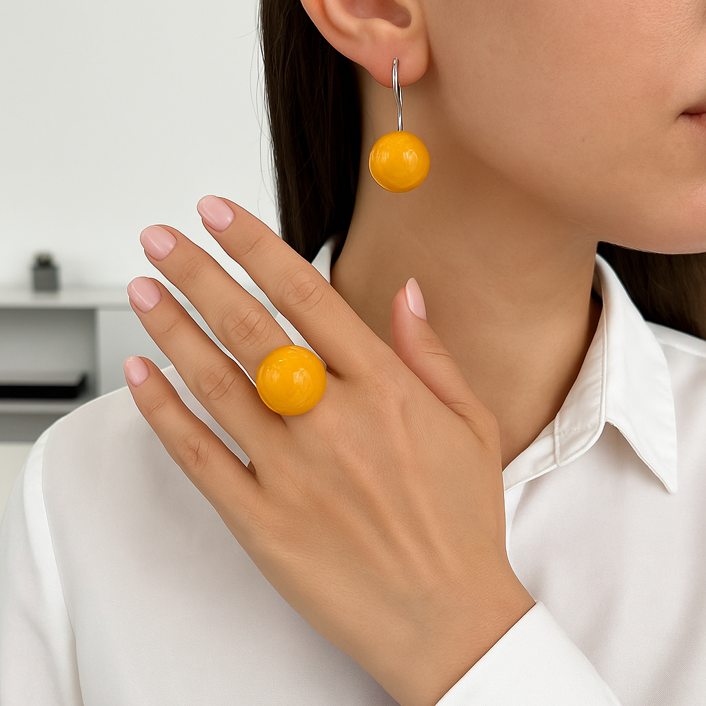 Handmade Baltic Amber Ring — Adjustable Size