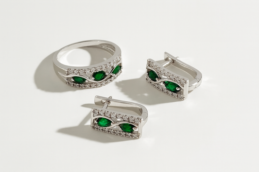 Emerald Grace Set – Sterling Silver & Green Agate Jewelry