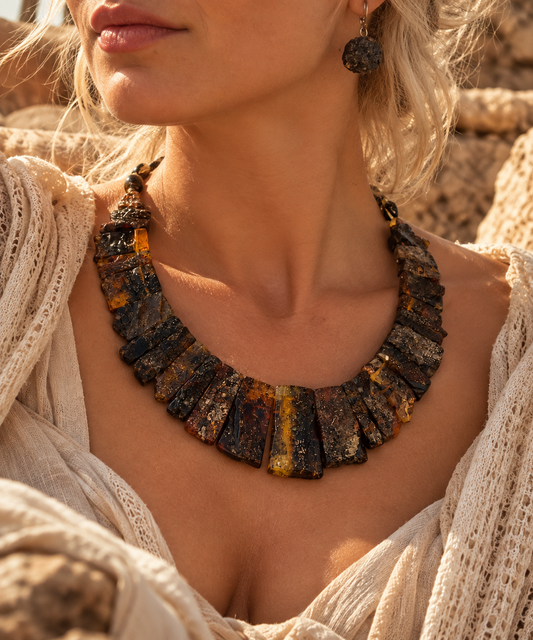 Cleopatra Collection – Natural Baltic Amber Statement Necklace