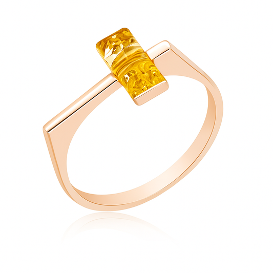 טבעת כסף מינימליסטית עם ענבר בלט טבעי